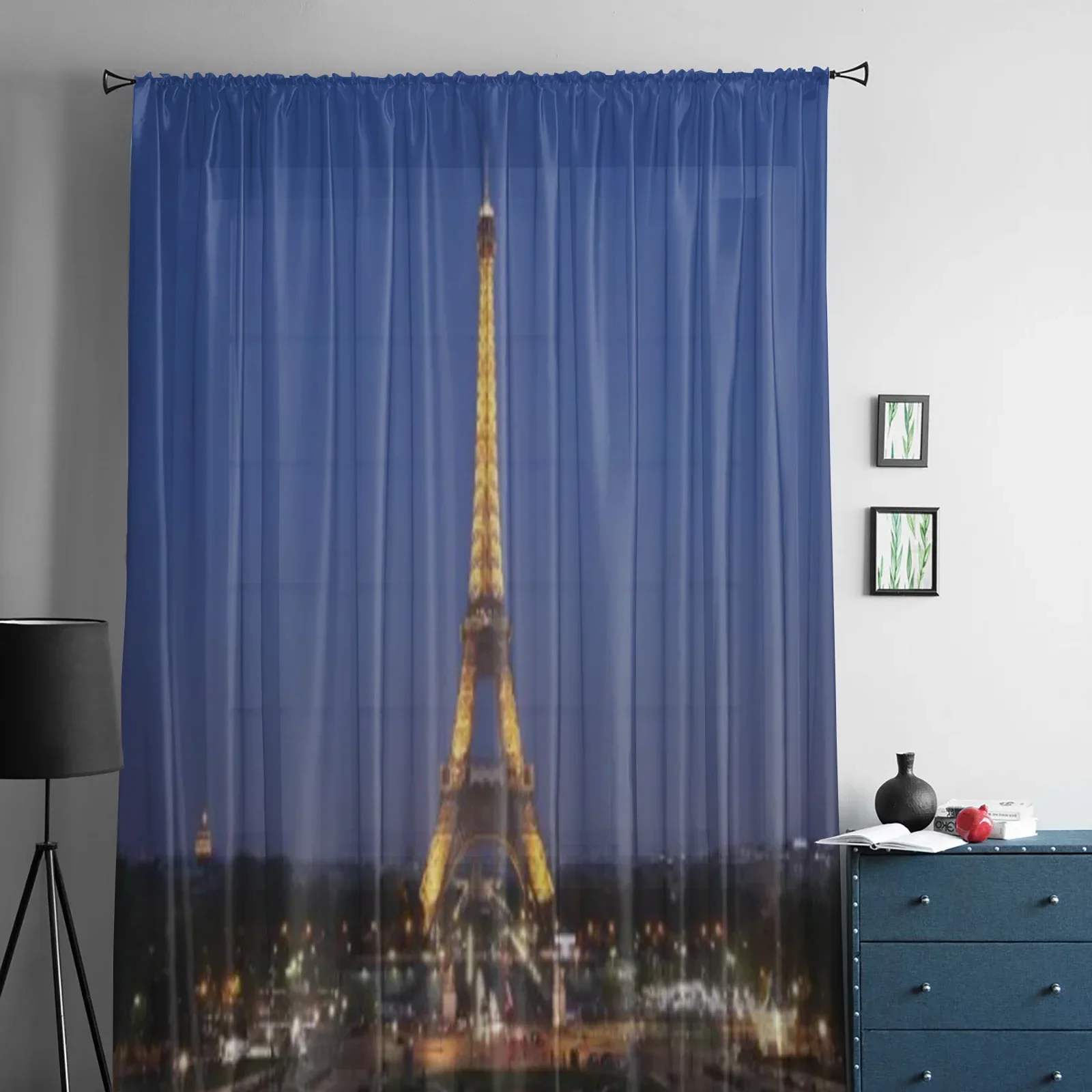 Paris And Tower Eiffel Sheer Curtains for Living Room Transparent Tulle Window Treatments Bedroom Kitchen Home Decor Veil Drapes