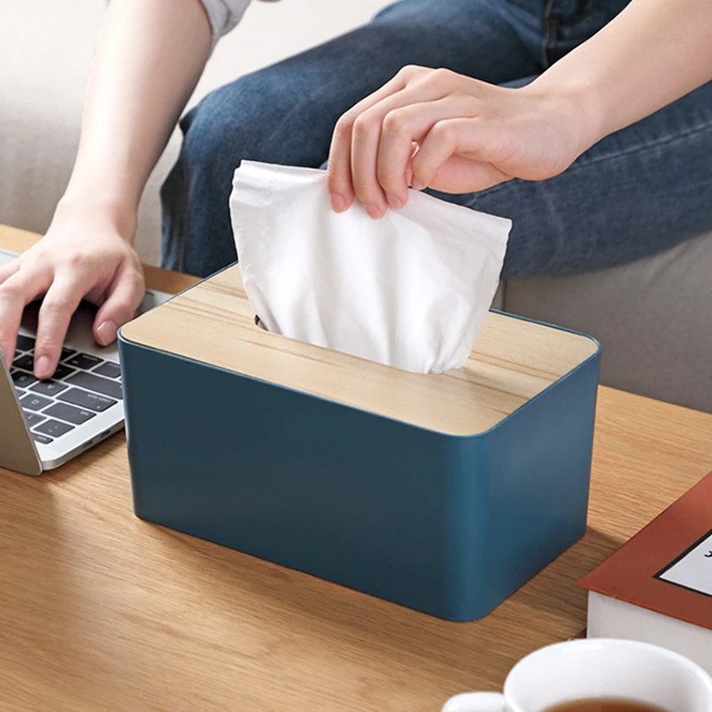 

Plastic Tissue Box Table Napkin Rings Roll Tissue Case Holder Bamboo Cover Paper Storage Box Container Home Table Decoration