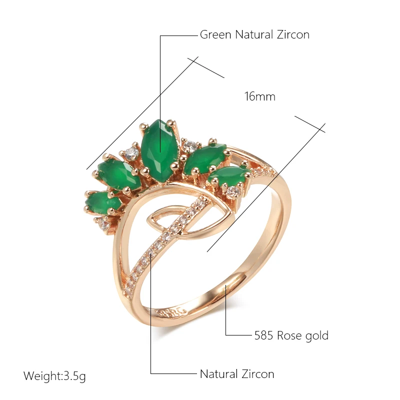 SYOUJYO Dark Green Zircon Brass Rings For Women Spring Outdoor Luxury Jewelry