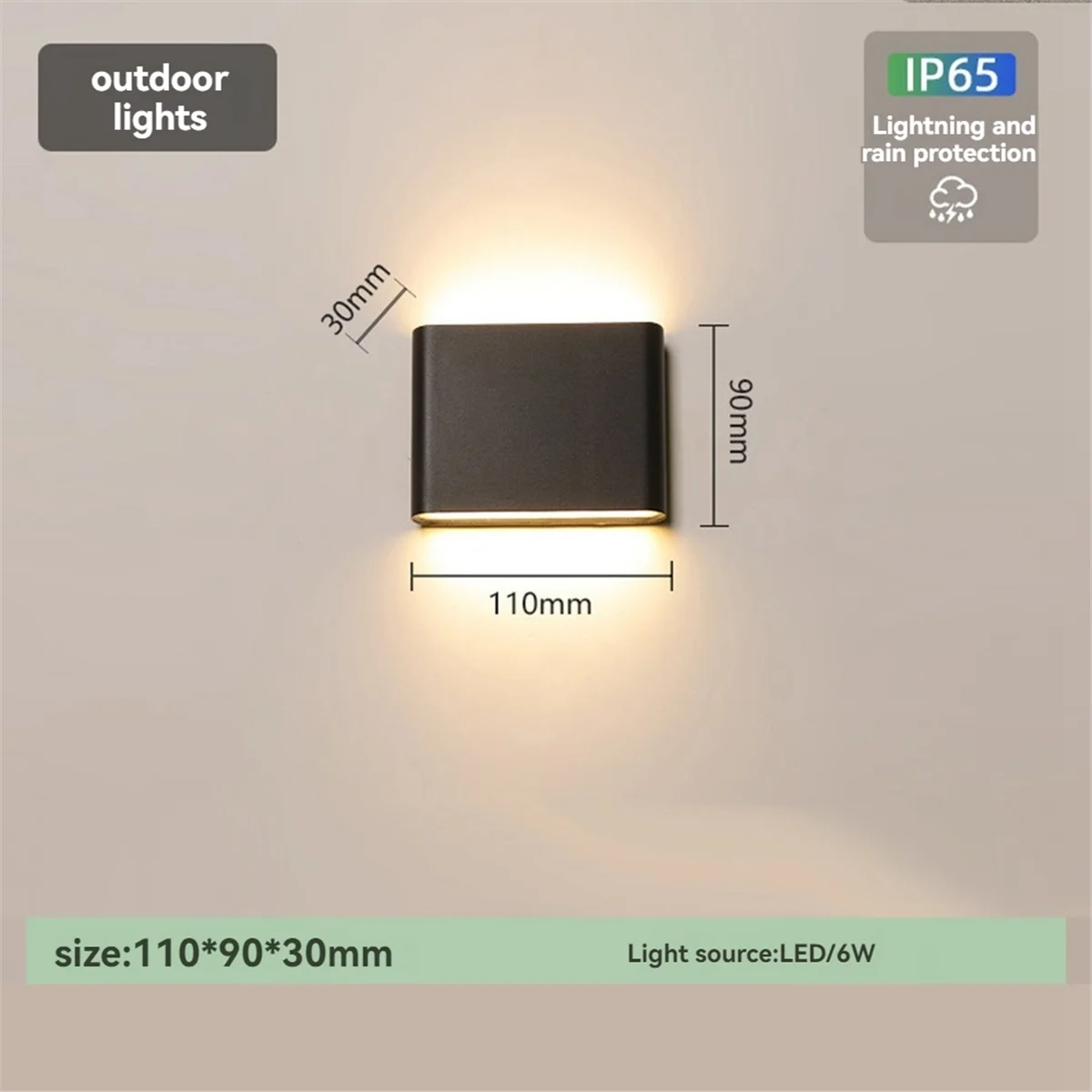 LED Wall Sconce Waterproof Outdoor Wall Lamp Indoor Wall Lighting Fixtures Living Room Bedroom Hallway Corrido Black