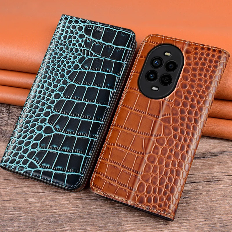 Flip Case For HUAWEI nova13 Pro nova 13Pro 5G Luxury Cowhide Genuine Leather Wallet Cases Crocodile Pattern Magnetic Covers