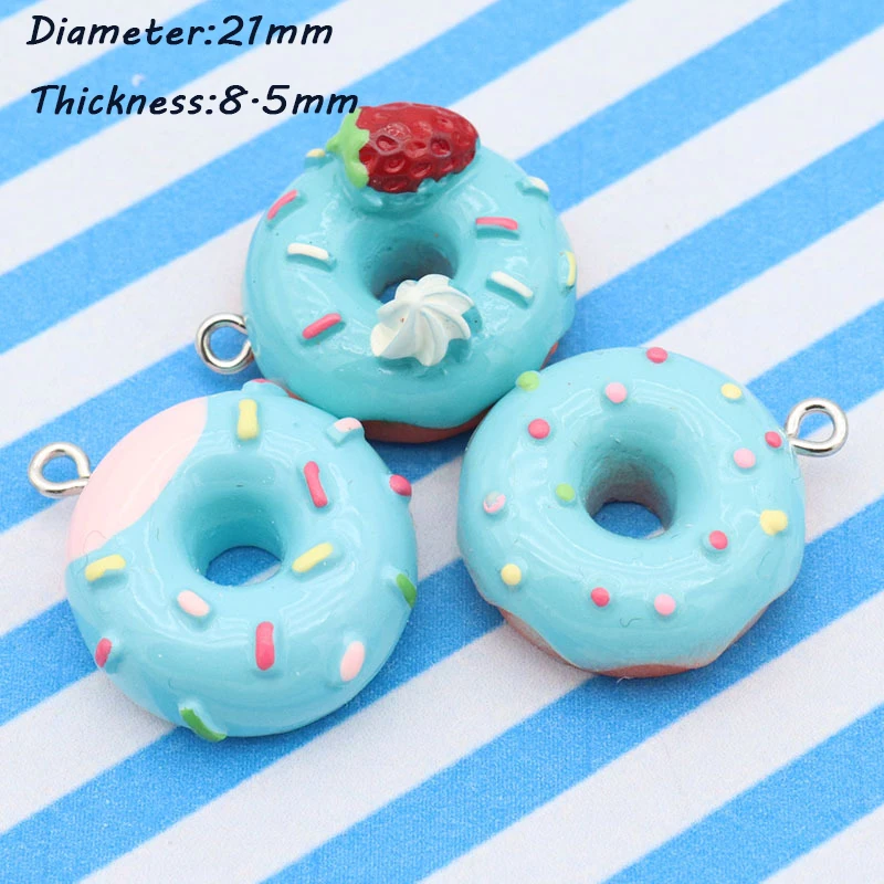 10 قطعة لطيف دونات الحلوى الراتنج Charms قلادة المفاتيح المعلقات اكسسوارات قضية الهاتف مجوهرات DIY بها بنفسك جعل لوازم