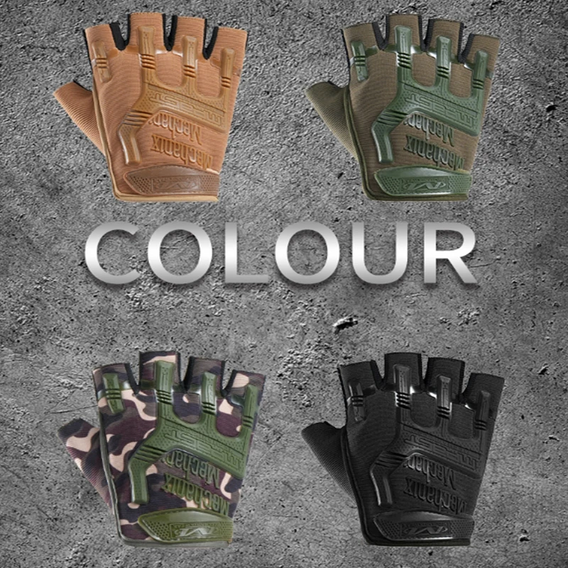 Half Finger Camouflage Gloves for Men's Sports and Fitness Half Finger Outdoor Cycling Exposed Finger Gloves