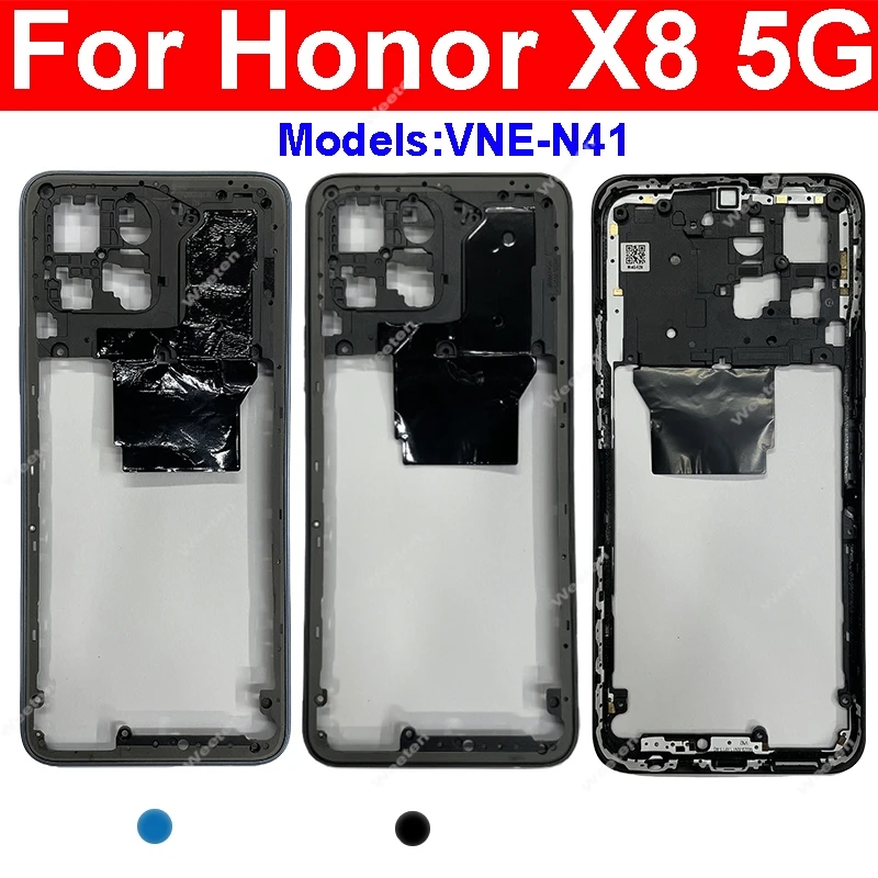 Middle Frame Housing For Huawei Honor X8 5G VNE-N41 Middle Frame Housing Bezel Cover with Side Button Replacement Repair Parts