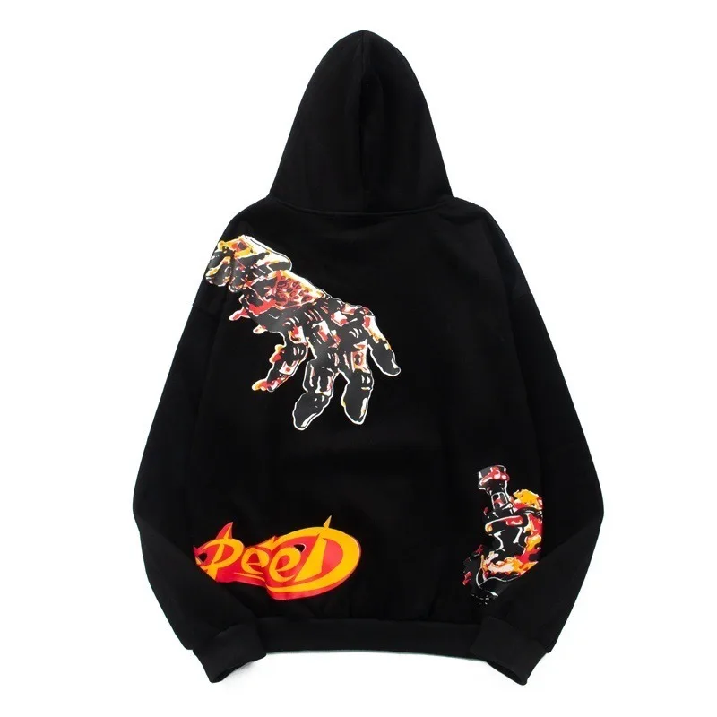 هاي ستريت القوطية هوديس الرجال القطن الهيكل العظمي المطبوعة بلوزات النساء القوطية هودي البلوفرات الرجال الملابس طويلة الأكمام