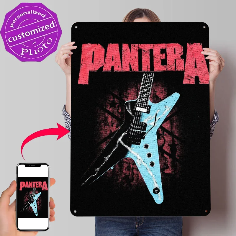 Pantera Heavy Metal Music 3D Texture Printed Poster Custom Vintage Metal Tin Plate Sign for Wall Art Room Accessories Wand Deko