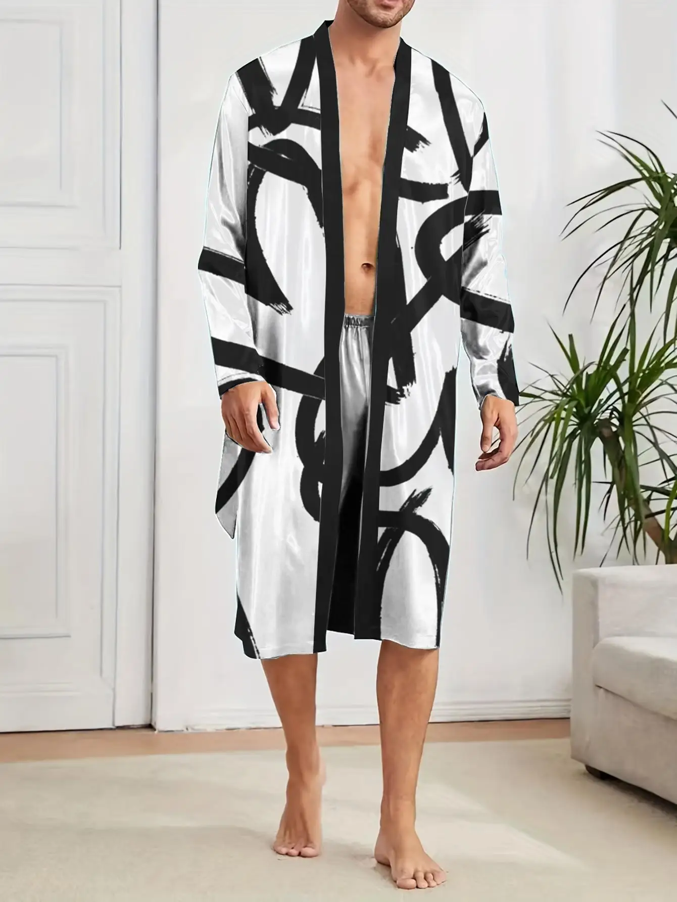 1pcs Men's Robes 2026 Spring/Summer Robe man 3D Printed Polyester Bathrobe man Men's bathrobe nightie for men Graphic robe