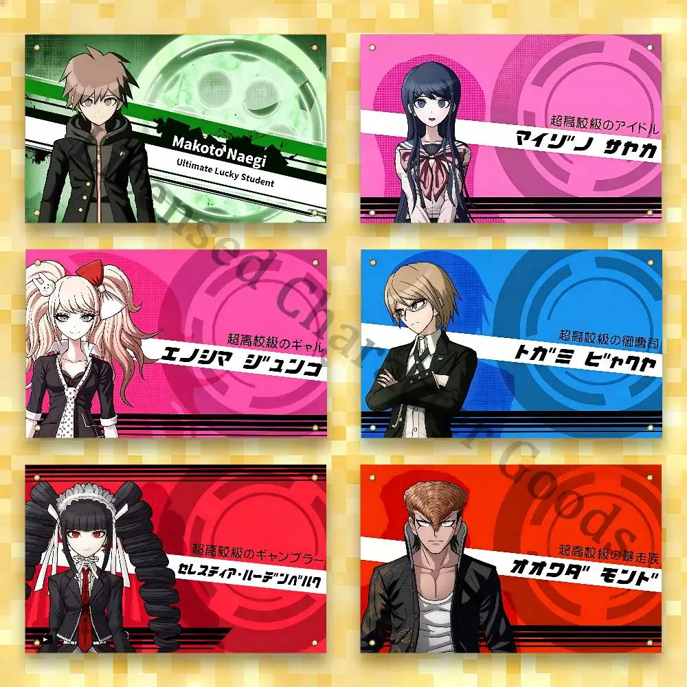 D-DanganronpaS T-Trigger Happy H-Havoc Talent Intro Cards Flag Polyester Fabric Grommets 50x70 60x90 70x115 100x150 150x200 cm