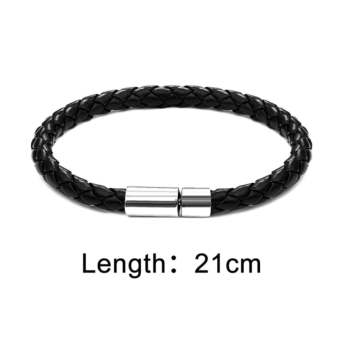 2PCS Brown Black Two Magnetic Fastening Leather Bracelets, Men\'s Bracelets, Men\'s Bracelets