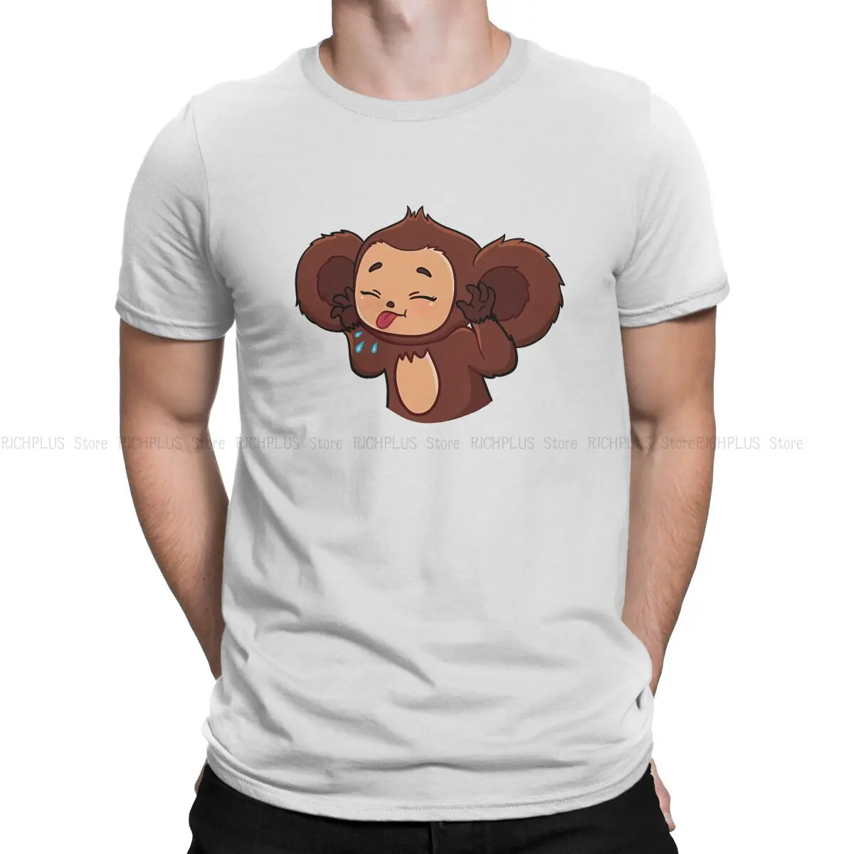 Cheburashka Cartoon Man TShirt Humor Fashion Polyester T Shirt Harajuku Streetwear New Trend