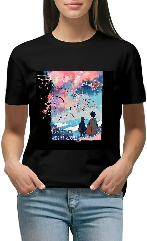 

Graphic Shirts Character Landscape Illustration Dancing in The Fire Poster Summer Short Sleeve T-Shirt Black