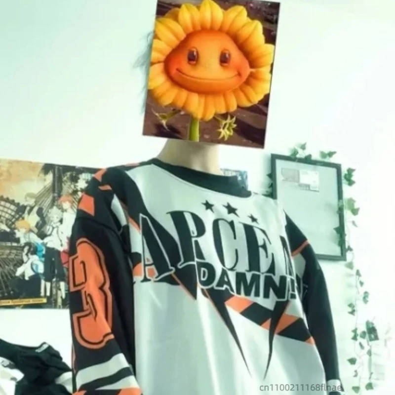 새로운 스트리트 댄스 의류, 아메리칸 레트로 긴팔 저지 티셔츠, 루즈한 스포츠 스트리트 힙합 스타일 라운드 넥 탑