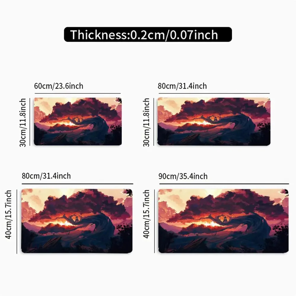 Large Gaming Mouse Pad, Magnificent Giant Tree Pattern, Rubber Non-slip Table Pad, Stitched Edges, Perfect for Office and Gamers