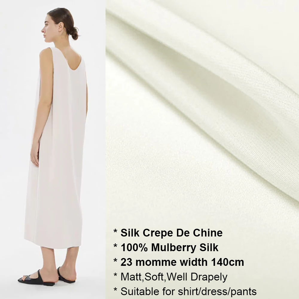 

CISULI Тяжелая шелковая креповая ткань 23 мм, ширина 140 см, чистый 100% шелк, натуральный шелковый материал рубашки/платья/брюков для шитья