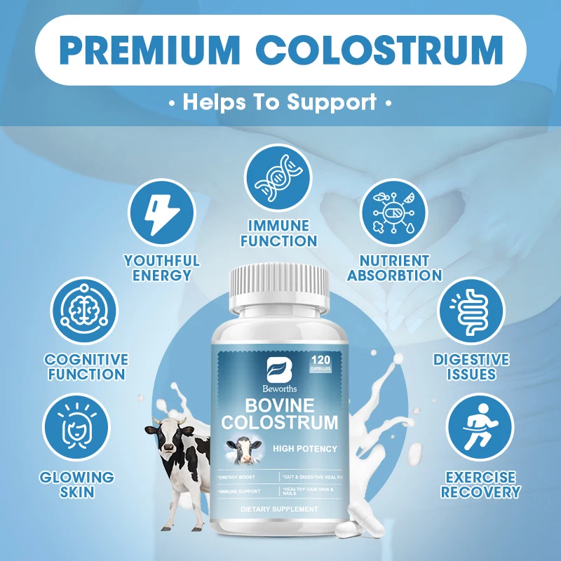 BEWORTHS Colostrum Capsules Support Immune and Digestive Health, Enhance Cognitive Function, Improve Focus Skin and Cell Health