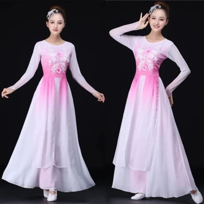 Classical Dance Costume Women's Elegant Chinese Modern Dance Costume Fan Dance Costume Long Dress Hanfu Women