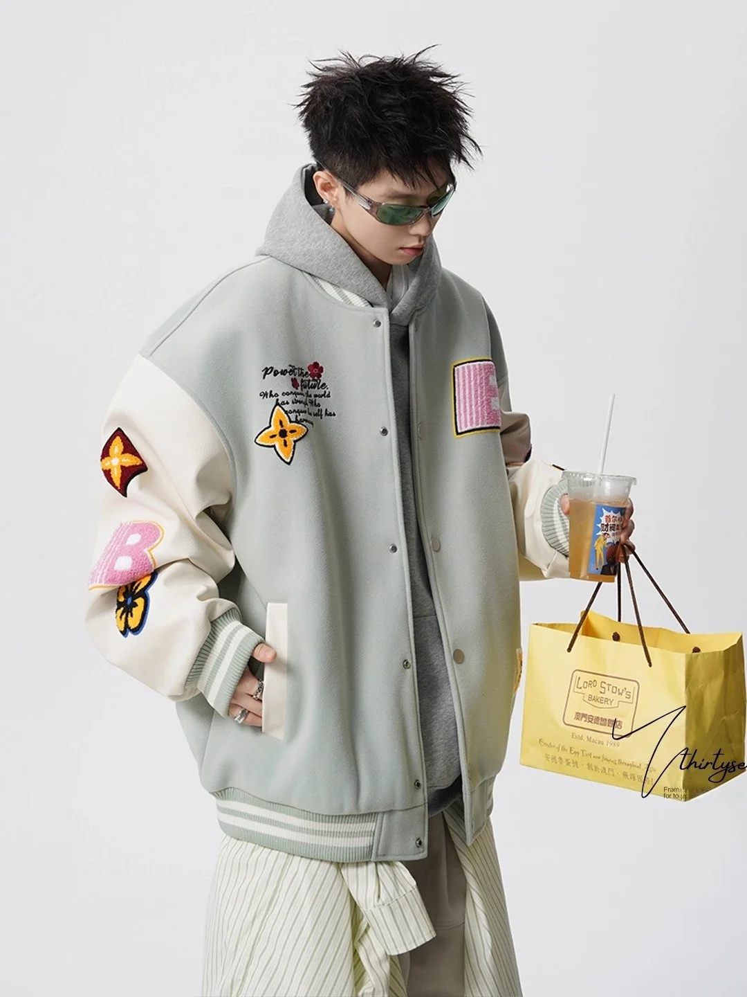 

American Jersey Sle Color Blo Embroidery Baseball Jaet Loose Casual Outerwear for Men Heavyweight 660g Summer Outerwear