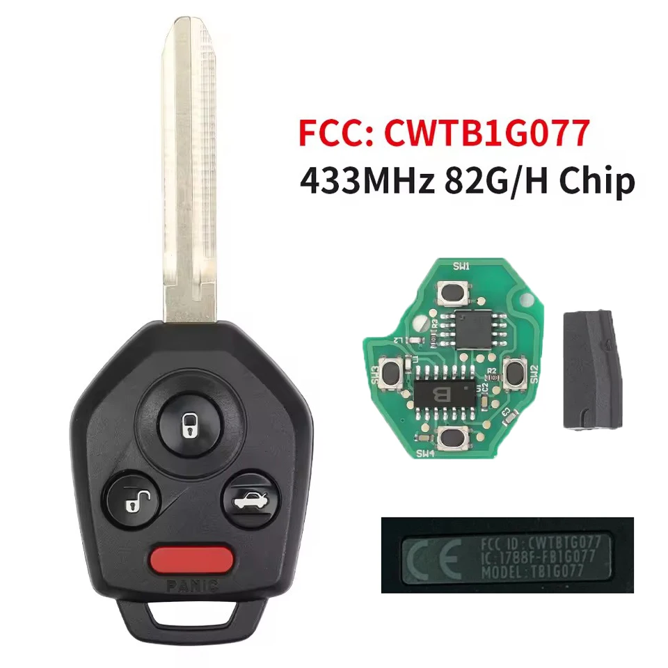 

Сменный брелок-ключ KEYECU с чипом G или H, 433 МГц, для Subaru Ascent, Crosstrek, Outback, Legacy 2018+, FCC ID: CWTB1G077