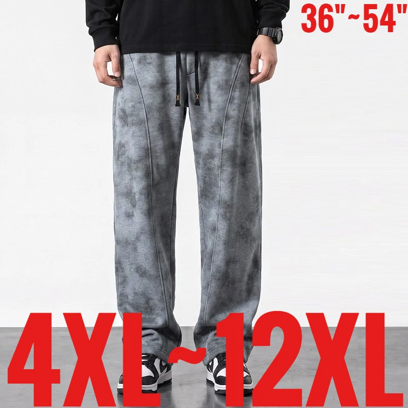 Super Plus Size 12XL Men Casual Pants Straight Leg Curved Trouser Male Extra Big Large 44 46 48 50 54 6XL 7XL 8XL 9XL 10XL 150kg