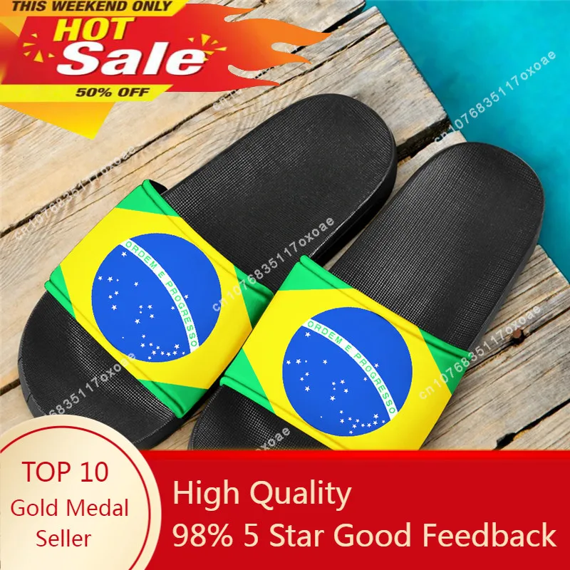 

Brazil Flag Print Women Slipper For Home 2021 Casual Indoor Outdoor Flat Slide Sandals Ladies Non-slip Beach Shoes New Fashion