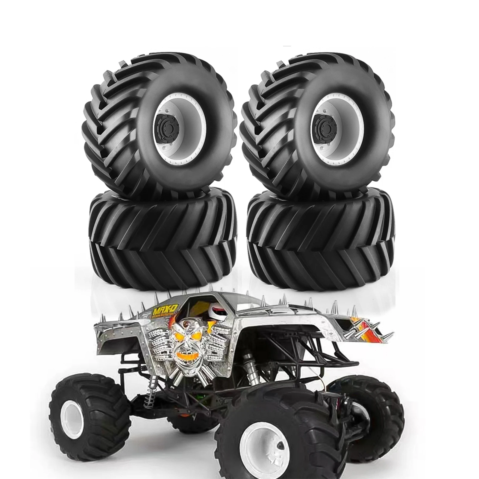 4PCS/Set Wheel Rim&Rubber Tires for 1/10 RC Monster Truck Car Tamiya HSP HPI Kyosh HPI Tamiya Kyosho