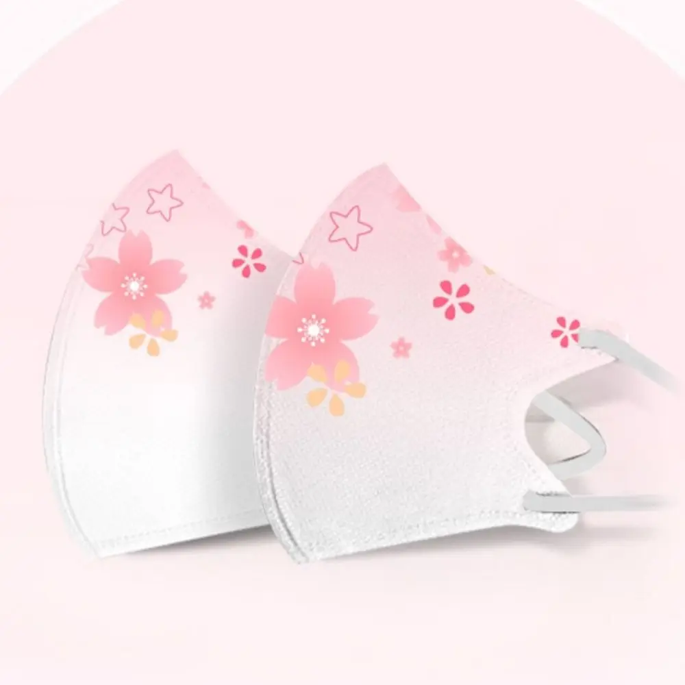 10 pz Sfumatura di Colore di Stampa Maschera Usa E Getta V-face Design 3D Maschera Antipolvere 3 Strati di Protezione Viso Copertura Delle Donne Femminili