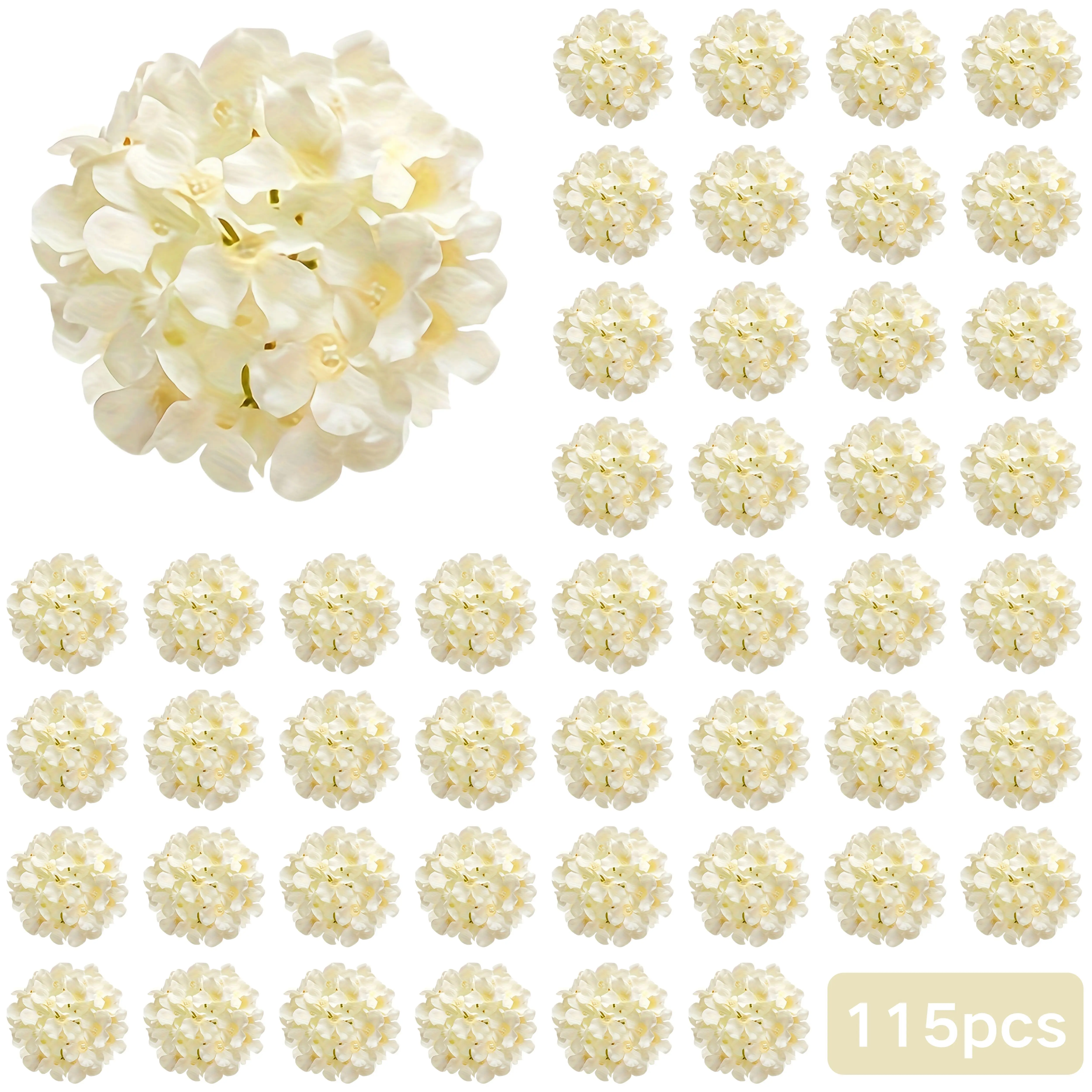 115pcs Champagne Artificial Hydrangea Flowers with Stems - Realistic Touch, Fabric Material, Perfect for Outdoor Patio, Wedding Decor, Home & Office Centerpieces, Farmhouse Garden, and Party Table Settings, Wedding Decorations| Elegant Floral