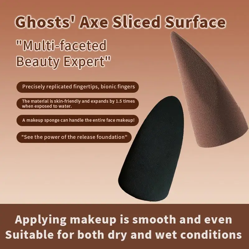 1/2PCS Cone Shaped Makeup Sponge Black Brown Wet And Dry Use Soft Sponge Powder Puffs Fingertips Cosmetic Puff Easy To Use Tools