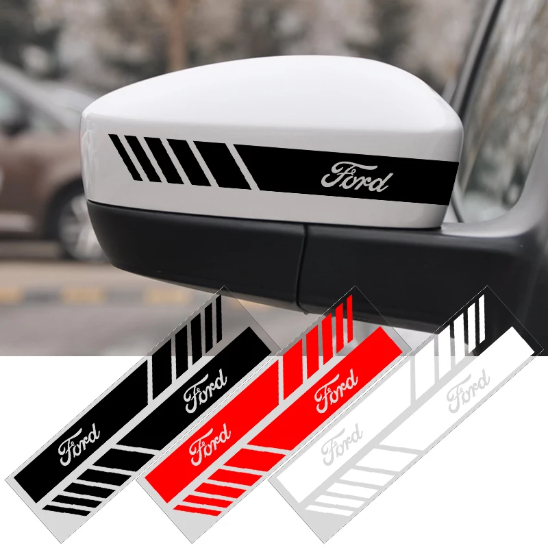 2PCS Vinyl Car Rearview Mirror Sticker Auto Side Body Stripe Decal Decoration For Ford Ranger Focus Kuga Mustang S-MAX Transit