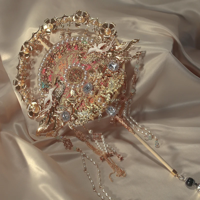 Gold decorative household and commercial activity fan