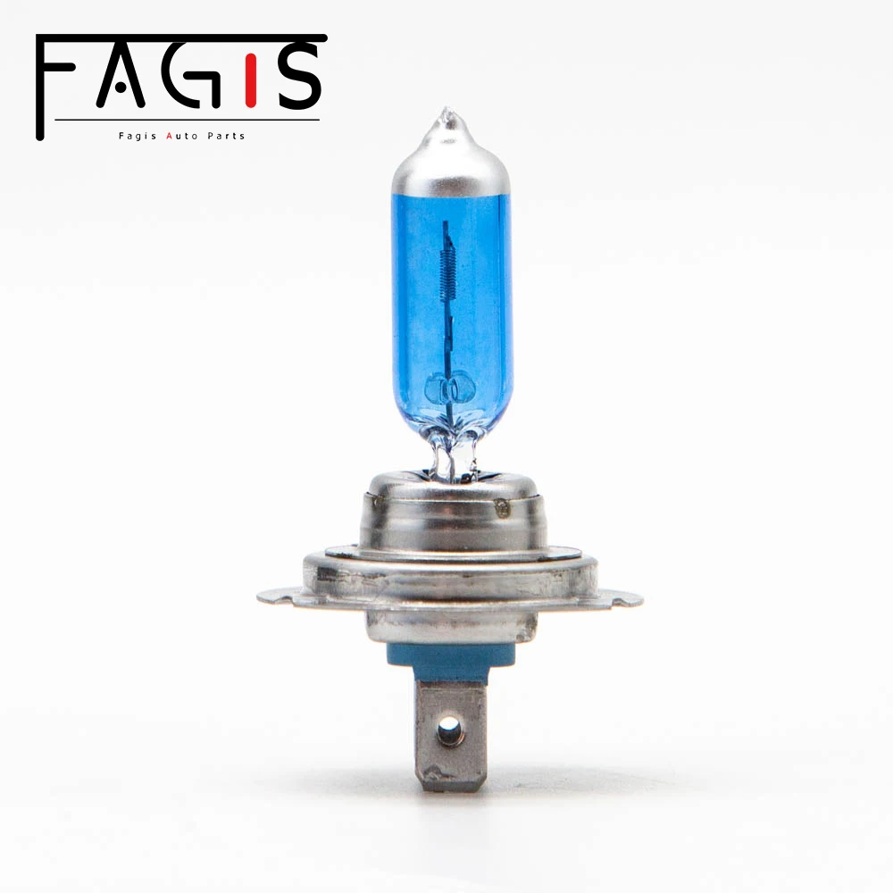 Fagis 2 Pcs H7 12V 55W 4800K Super White Car Headlight Blue Quartz Glass Auto Halogen Bulb Car Lights Low Beam Lights