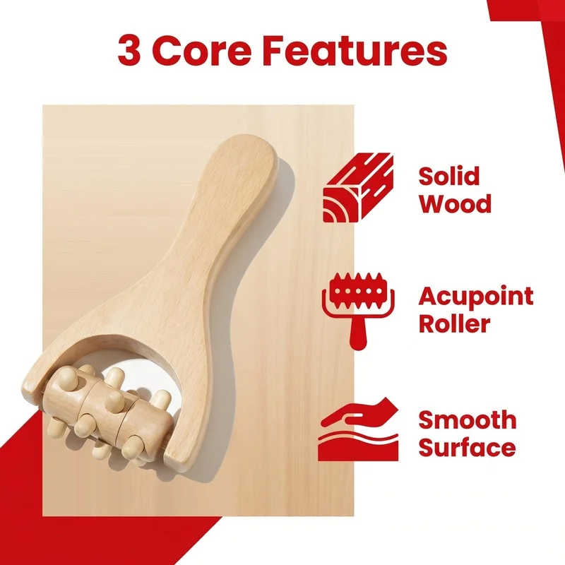 2pcsWooden massage roller travel set，Mini full-body multi-functional massage tool，Unisex, suitable for the neck，Back，Facial，Wais
