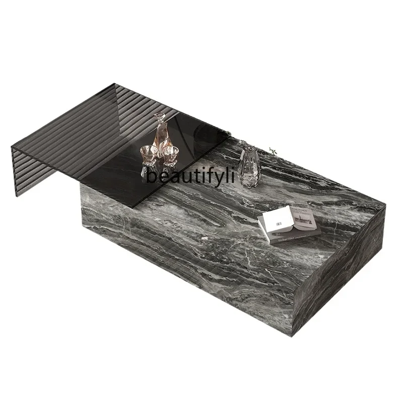 

Italian minimalist office household living room rectangular floor slate coffee table5203