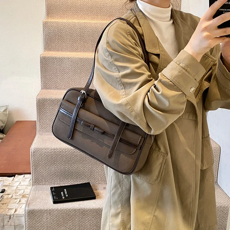 LEFTSIDE Retro NUBUCK Shoulder Bags Lady Tote Bag for Women 2024 Winter New Trend Y2K Korean Fashion Design Handbags and Purses