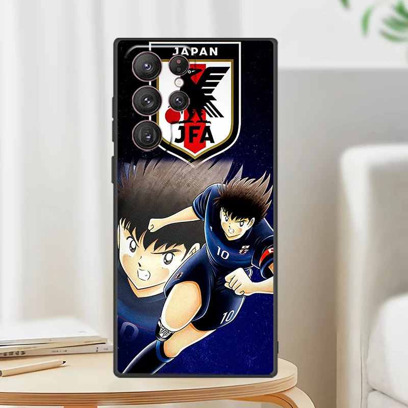 Anime Captain Tsubasa Phone Case For Samsung S24 S23 S22 S21 S20 FE S10 S10e Ultra Plus Lite Black Soft Cover