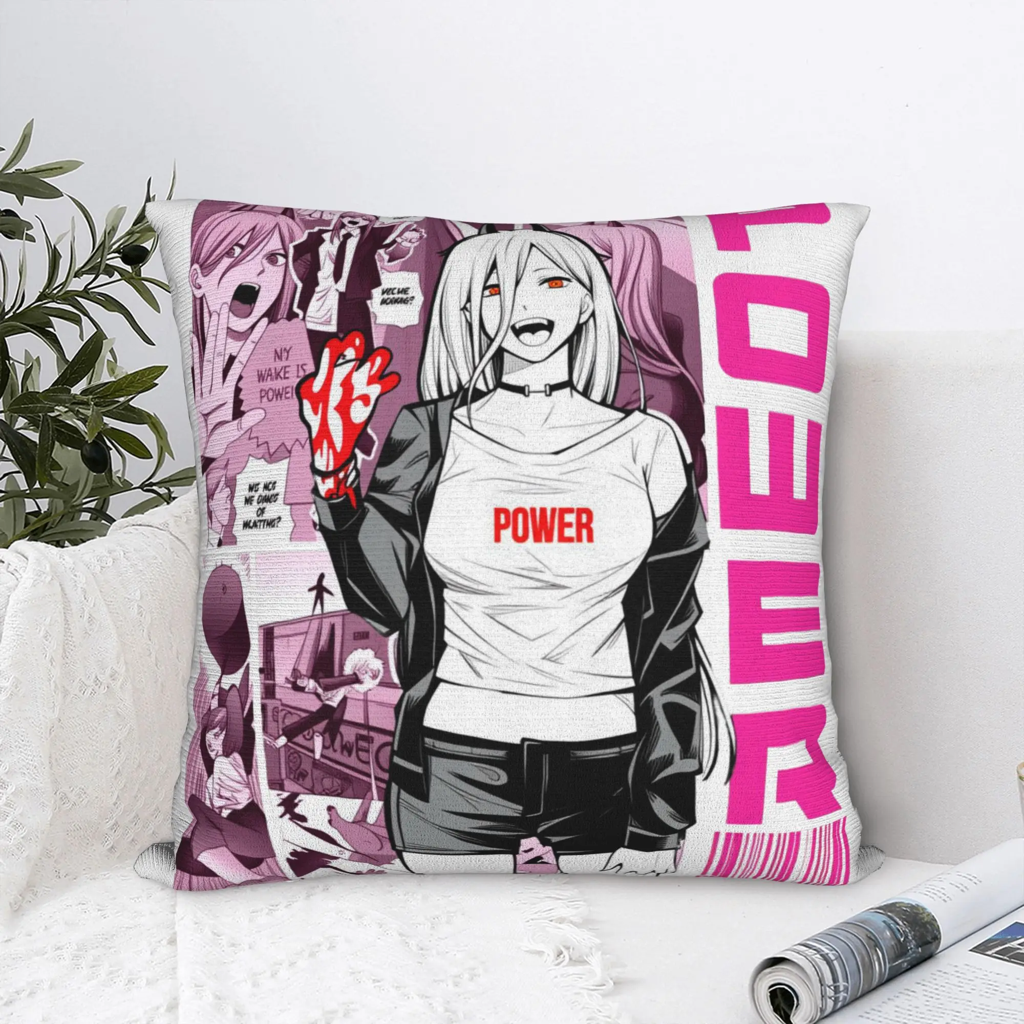 Fiend Chainsaw Man Power Pillow Case 45x45cm for Sofa Manga Anime  Nordic Cushion Cover Car Pillowcase