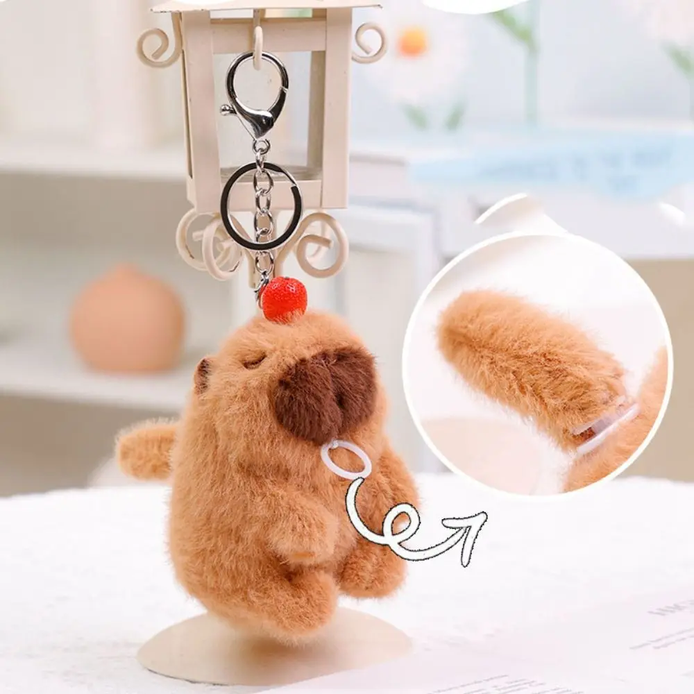 Interrupteur porte-clés en peluche Shoous Capybara, coton PP, queue remuant, pendentif de couple de dessin animé, musique drôle, porte-clés, 03/3