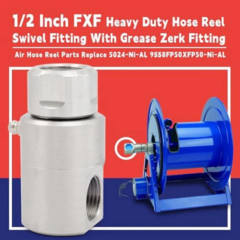 1/2In Hose Reel Swivel,5024-Ni-AL FXF Heavy Duty Steel Hose Reel Swivel With Grease Fitting For Industrial Rotary Unions image 2