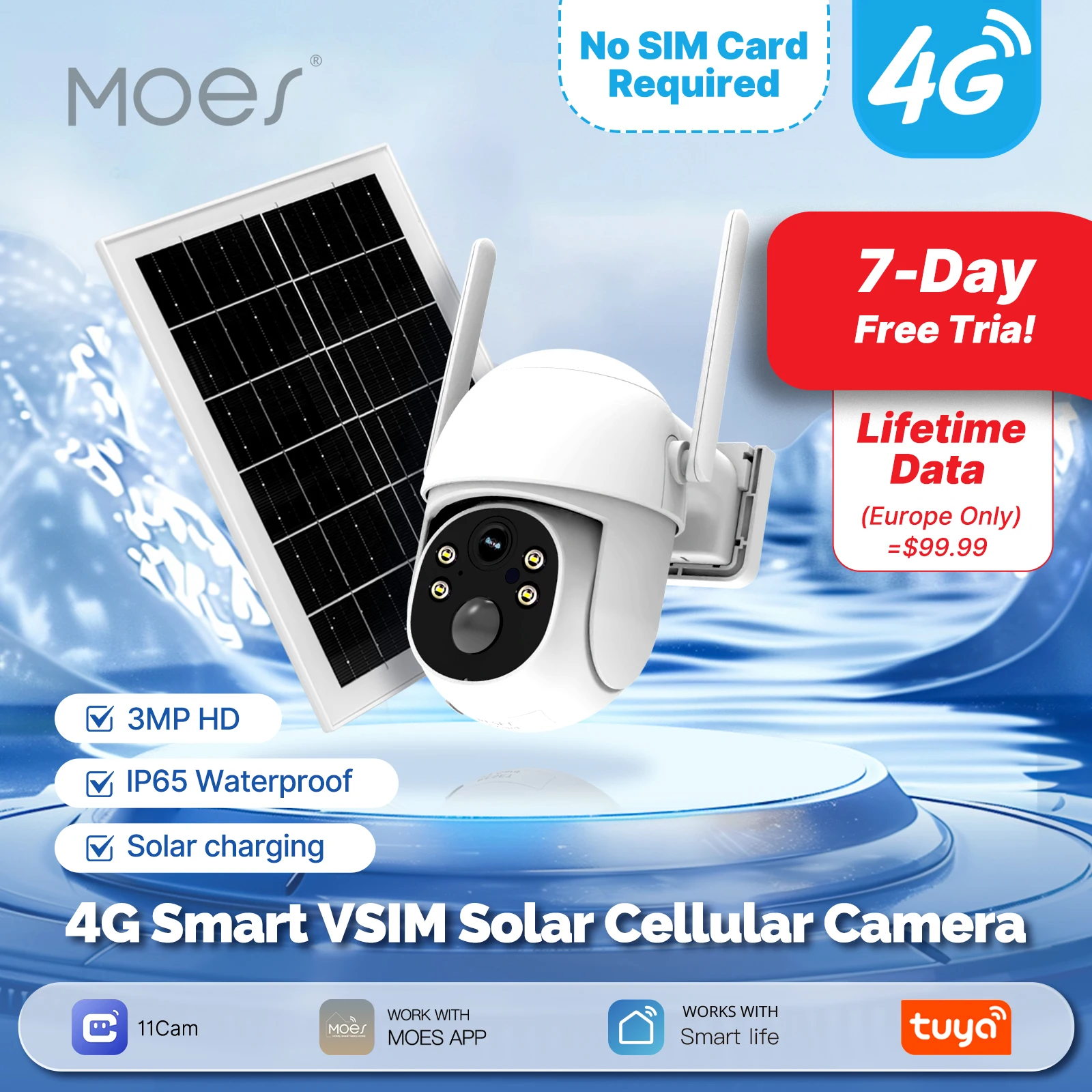 

Tuya Smart 4G Solar Security Camera Outdoor,No SIM Required,Solar Charging IP camera,3MP,Human Detection,Security Protection