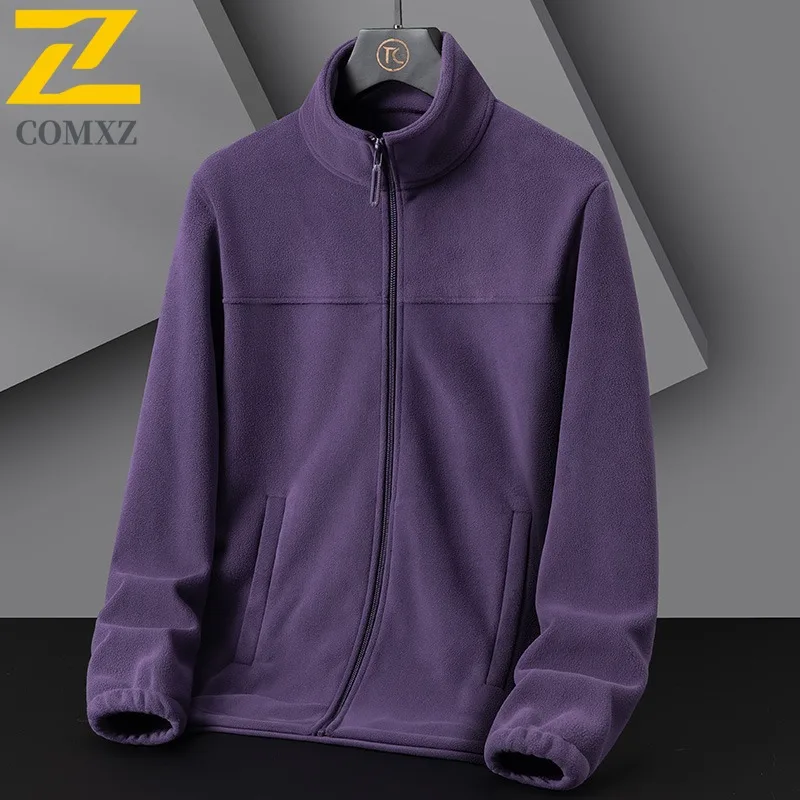 سترة رجالي COMXZ بياقة واقفة، سترة مريحة كاجوال سميكة للأعمال، لون سادة ممتاز، ملابس شتوية جديدة خفيفة الوزن #4