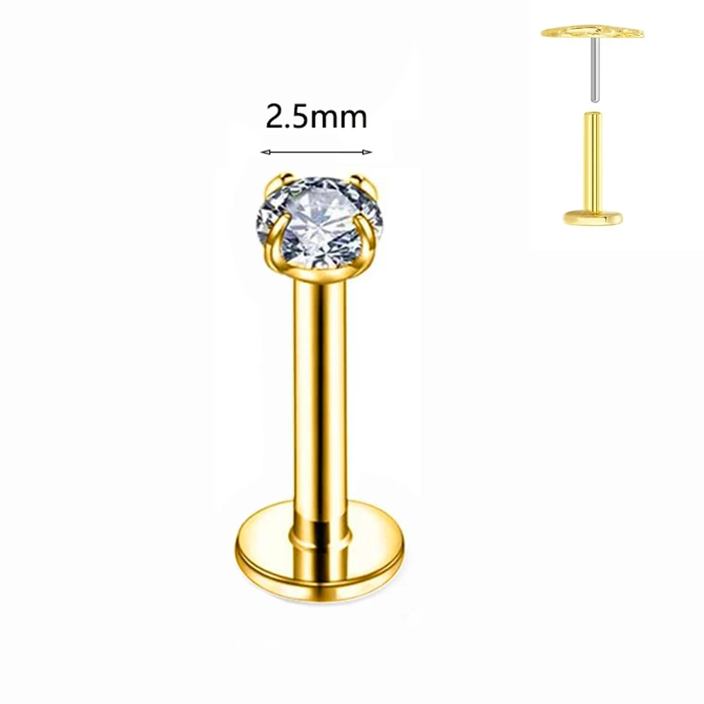 ASTM F136 G23 Titanium Labret Piercing Zeester Oorbel Stud Bee Leaf Push In CZ Draadloos Kraakbeen 16/18/20G Lichaam Sieraden