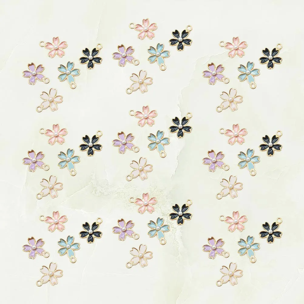 

50Pcs Cherry Blossom Pendant Charm Metal Set DIY Jewelry Making Necklace Bracelet Earrings Craft Accessories DIY Pendant Charms