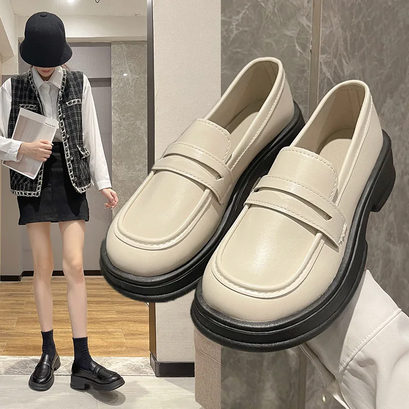 

Japanese Small Leather Shoes Women 2024 Spring and Autumn Thick Soled Loafers Retro Uniform Single Shoes