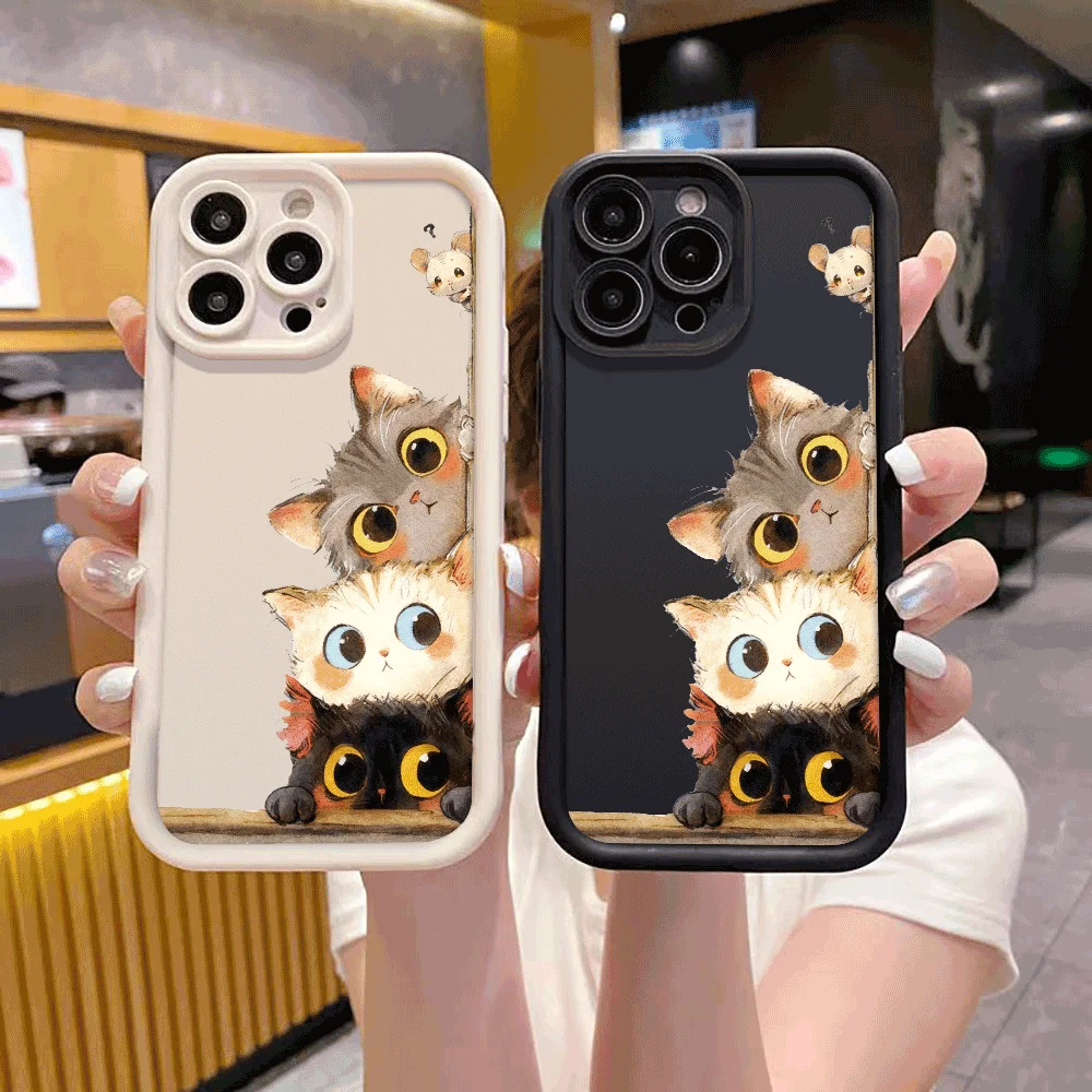 Aquarell Kätzchen Curious Mouse stoßfeste Handyhülle für Xiaomi Redmi Note 14 13 12 11 10 9 8 7 Pro Anti-Rutsch-weiche TPU-Abdeckung – Detail 3