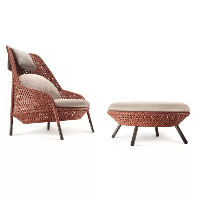 

Outdoor furniture rattan sofa single leisure balcony open-air rattan chair designer waterproof and sunscreen outdoor courtyard
