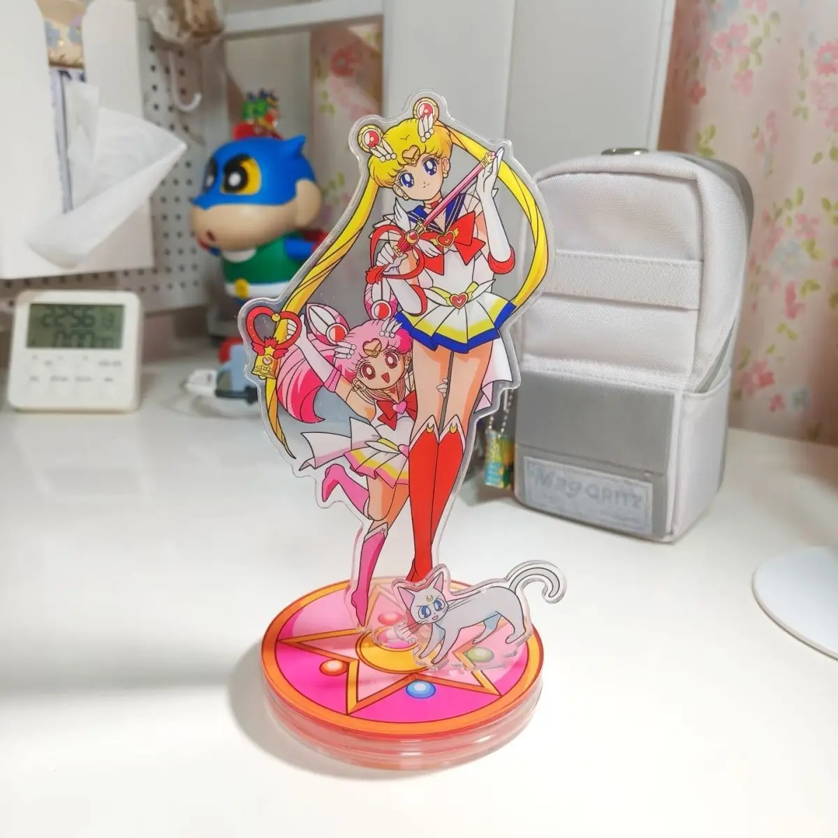 Pretty Soldier Sailor Moon Mini Standing Plate Re-ceration 10cm Usagi Tsukino Figure Acrylic Stand Desk Ornaments Toys Gifts