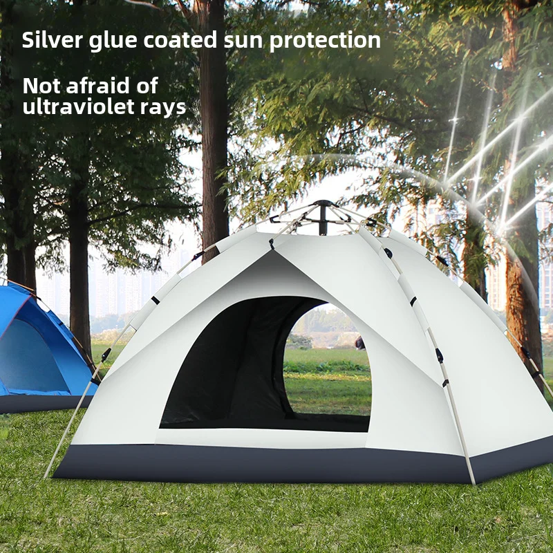 Portable outdoor folding automatic camping tent double person White