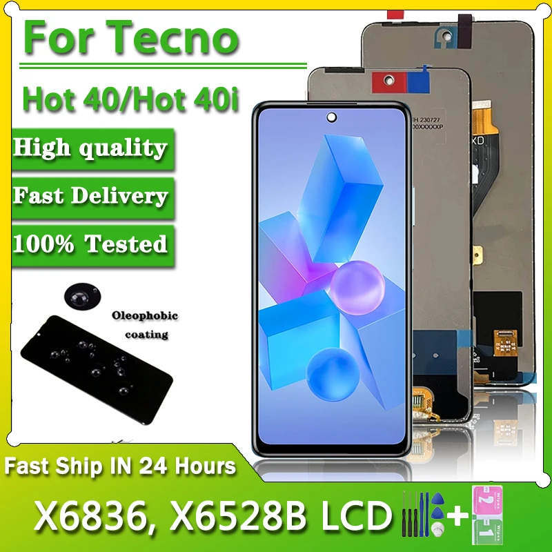 

Высококачественный Дисплей для Infinix Hot 40i X6528B, замена для Infinix Hot 40 X6836, ЖК-дисплей, сенсорная панель, дигитайзер