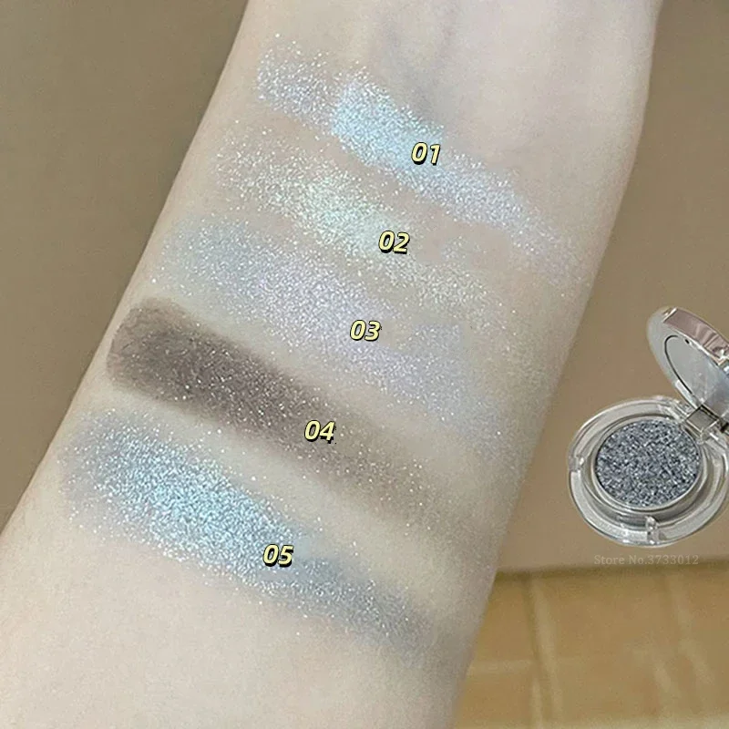 Diamant-Glitzer-Lidschatten-Palette, grau, blau, einfarbig, Glanz, Perlglanz, Gesicht, Körper, erhellt Glitzer, natürlicher Glanz, Kontur-Make-up
