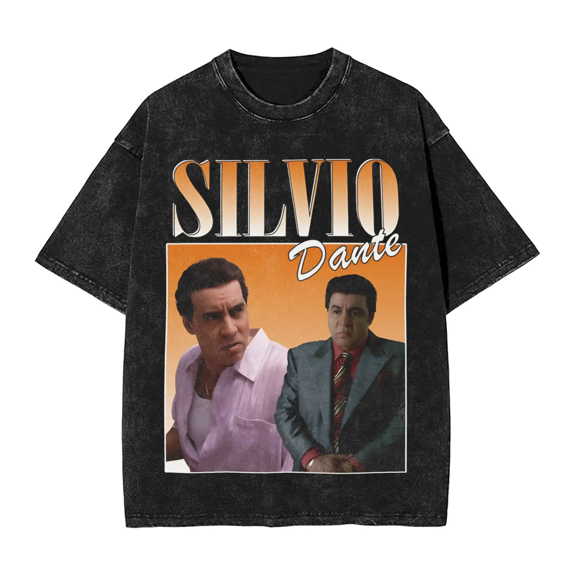 Men T-Shirt The Sopranos Characters Washed T-Shirts Harajuku Silvio Dante Summer T Shirt Y2K Retro Casual Clothes Plus Size 2XL